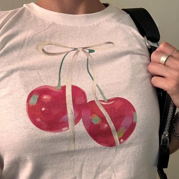 Tops - Cherry Bow Valentine Day Cherry, Coquette Baby, Valentine Day Crop Top